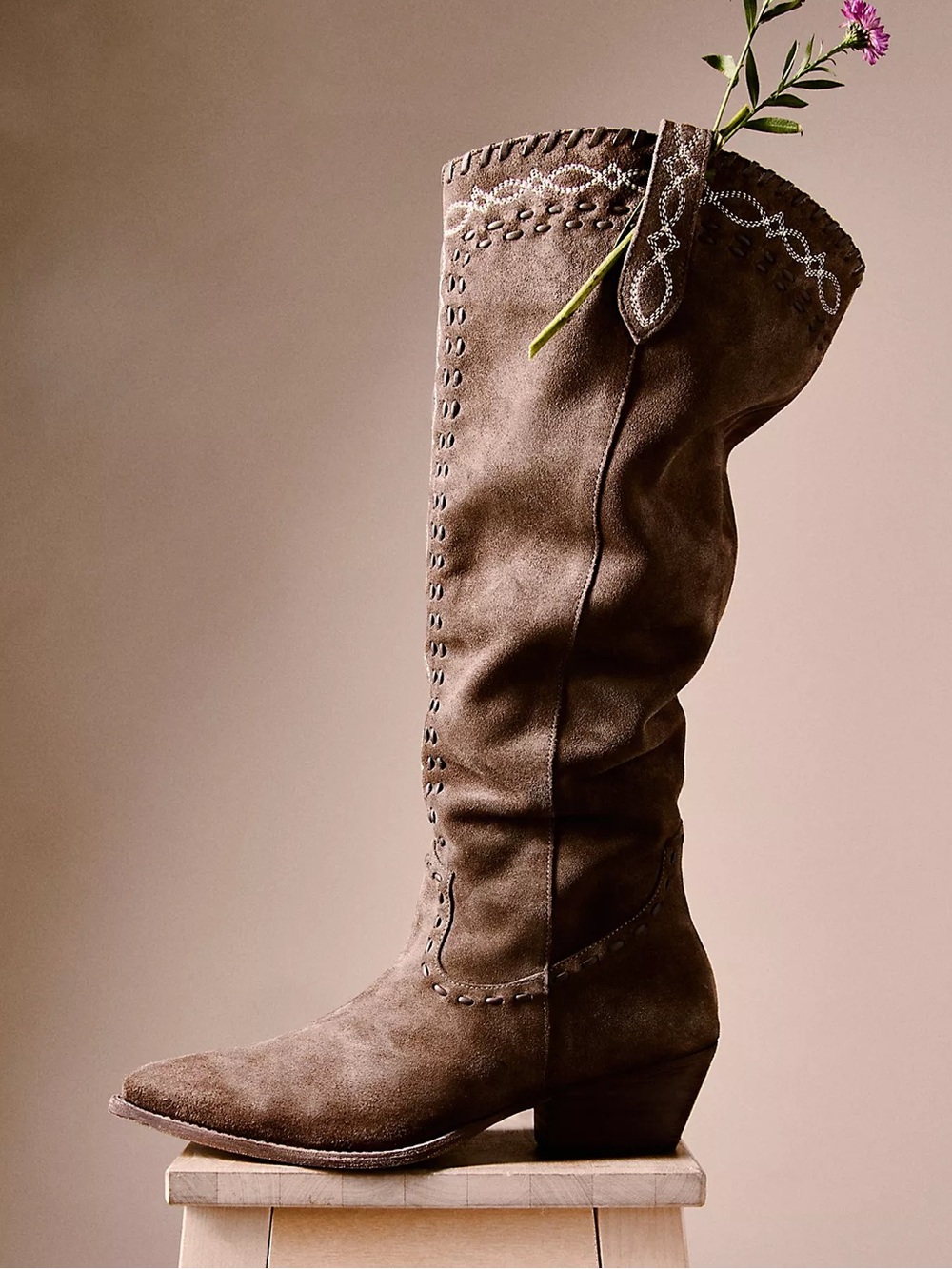 Free People Stitched-Up Western Boots in Brown NWOB